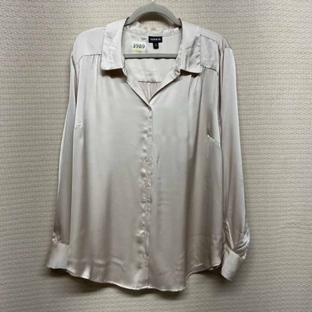 Torrid Drapey Holiday Silky Champagne Madison Satin Blouse Top Women 2X China‎